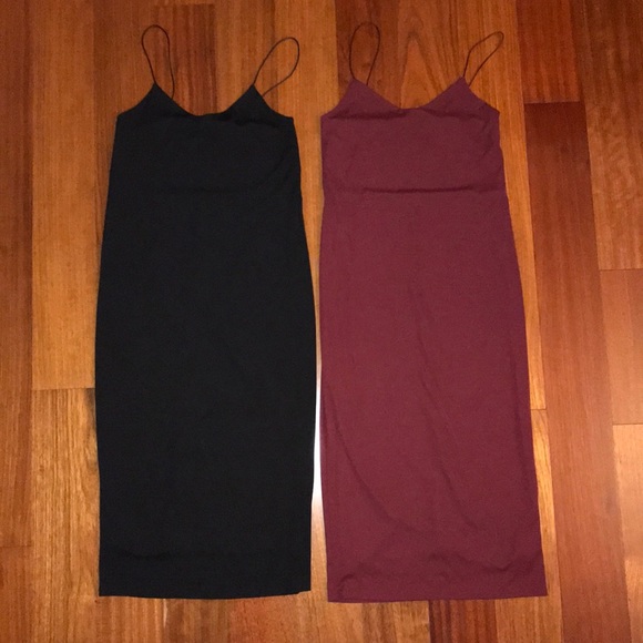 ZARA Midi Slip Dress in Burgundy Minimal 90s - Picture 4 of 4